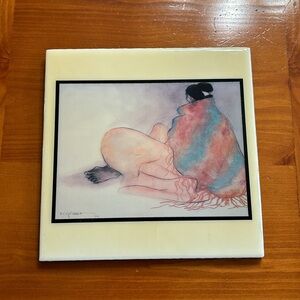 Vintage R C Gorman Decorative Ceramic Tile “Angelina’s Shawl” 1977
